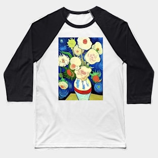 WHITE POPPIES IN A JAR VAN GOGH STYLE Baseball T-Shirt